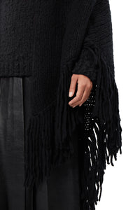 Lauren Knit Wrap in Black Welfat Cashmere