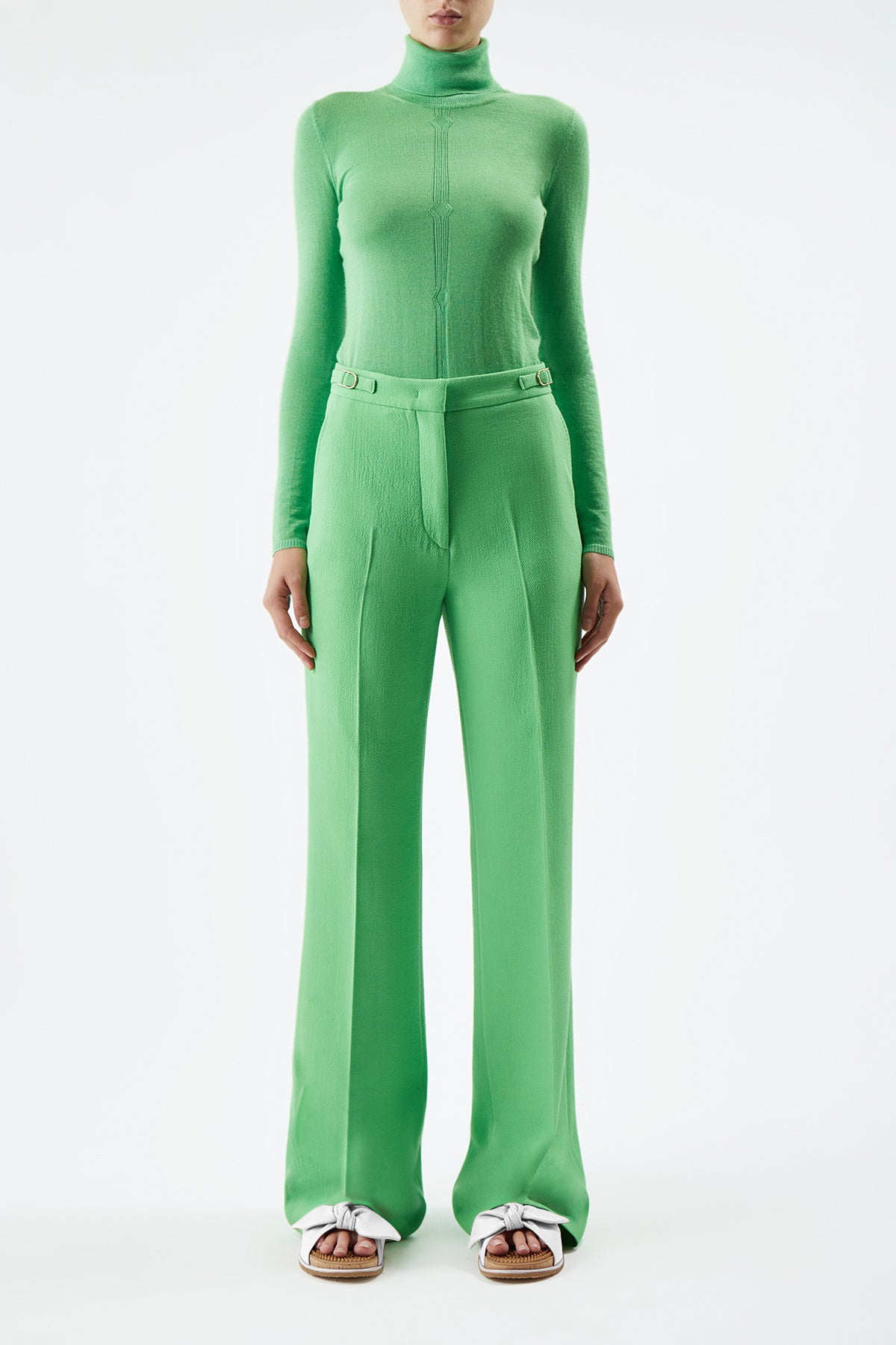 Steinem Turtleneck in Fluorescent Green Silk Cashmere