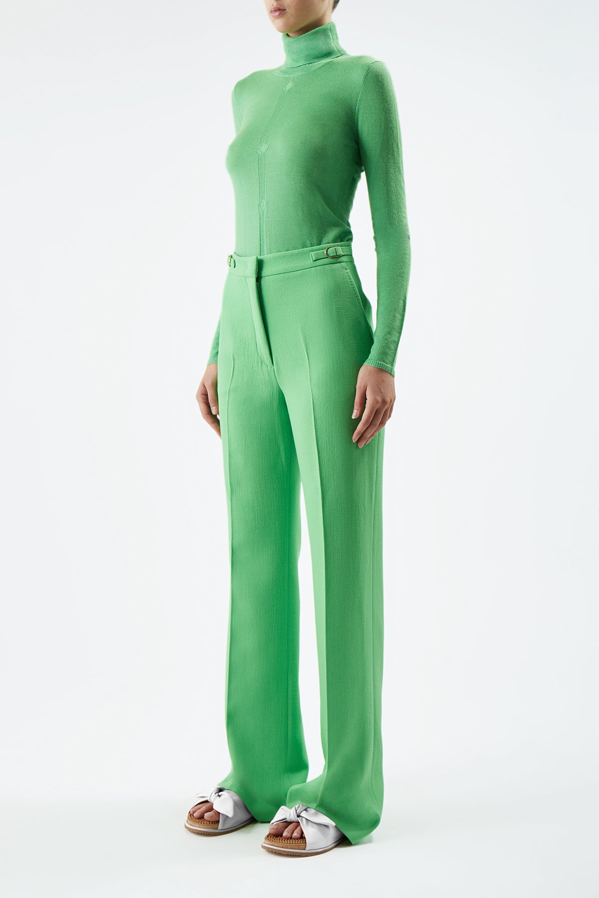 Steinem Knit Turtleneck in Fluorescent Green Cashmere Silk