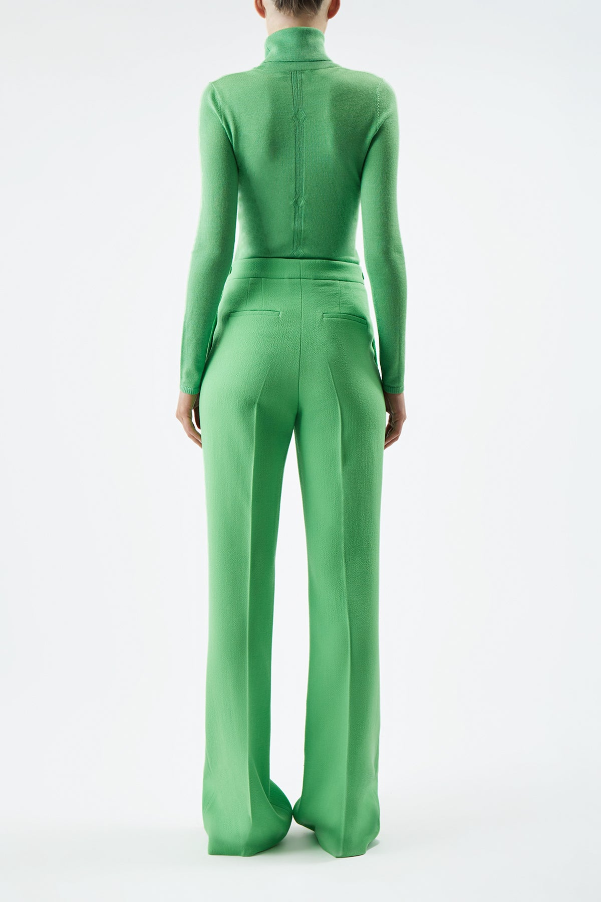 Steinem Knit Turtleneck in Fluorescent Green Cashmere Silk