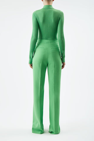 Vesta Pant in Fluorescent Green Virgin Wool Crepe