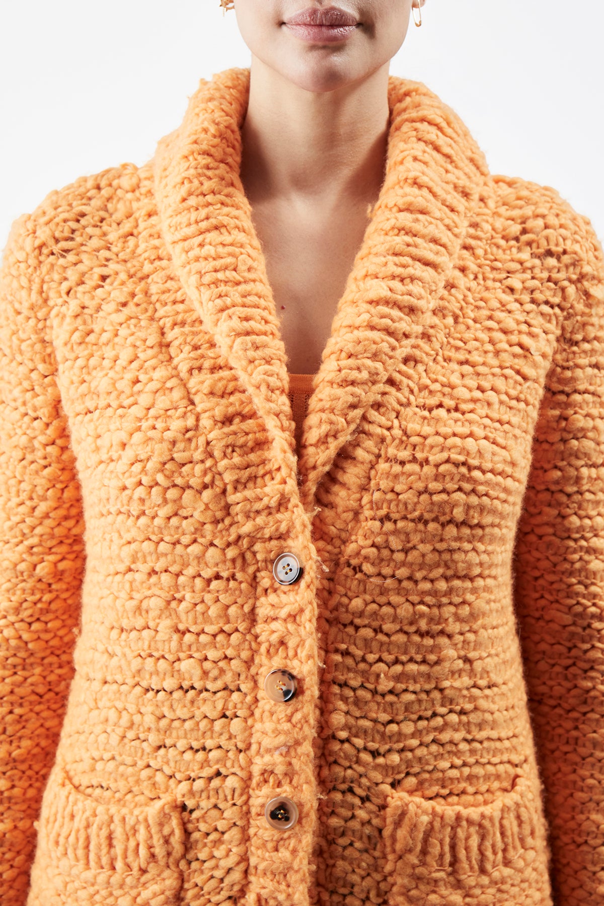 Moses Knit Cardigan in Fluorescent Orange Welfat Cashmere
