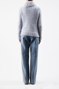 Moses Knit Cardigan in Halogen Blue Welfat Cashmere