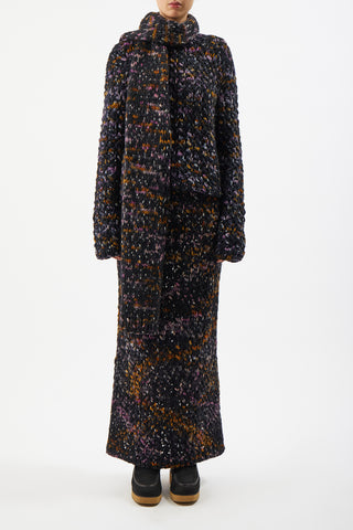 Louvin Space Dye Knit Scarf in Black Multi Welfat Cashmere