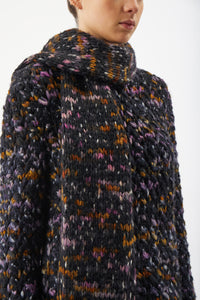 Louvin Space Dye Knit Scarf in Black Multi Welfat Cashmere