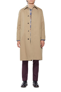 Albert Car Coat in Dark Oat Cotton with Cashmere Liner