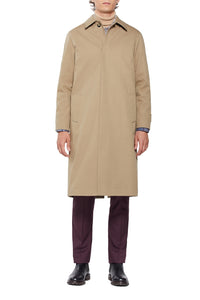 Albert Car Coat in Dark Oat Cotton with Cashmere Liner