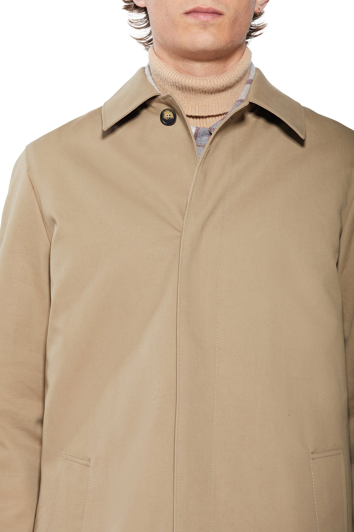 Albert Car Coat in Dark Oat Cotton with Cashmere Liner