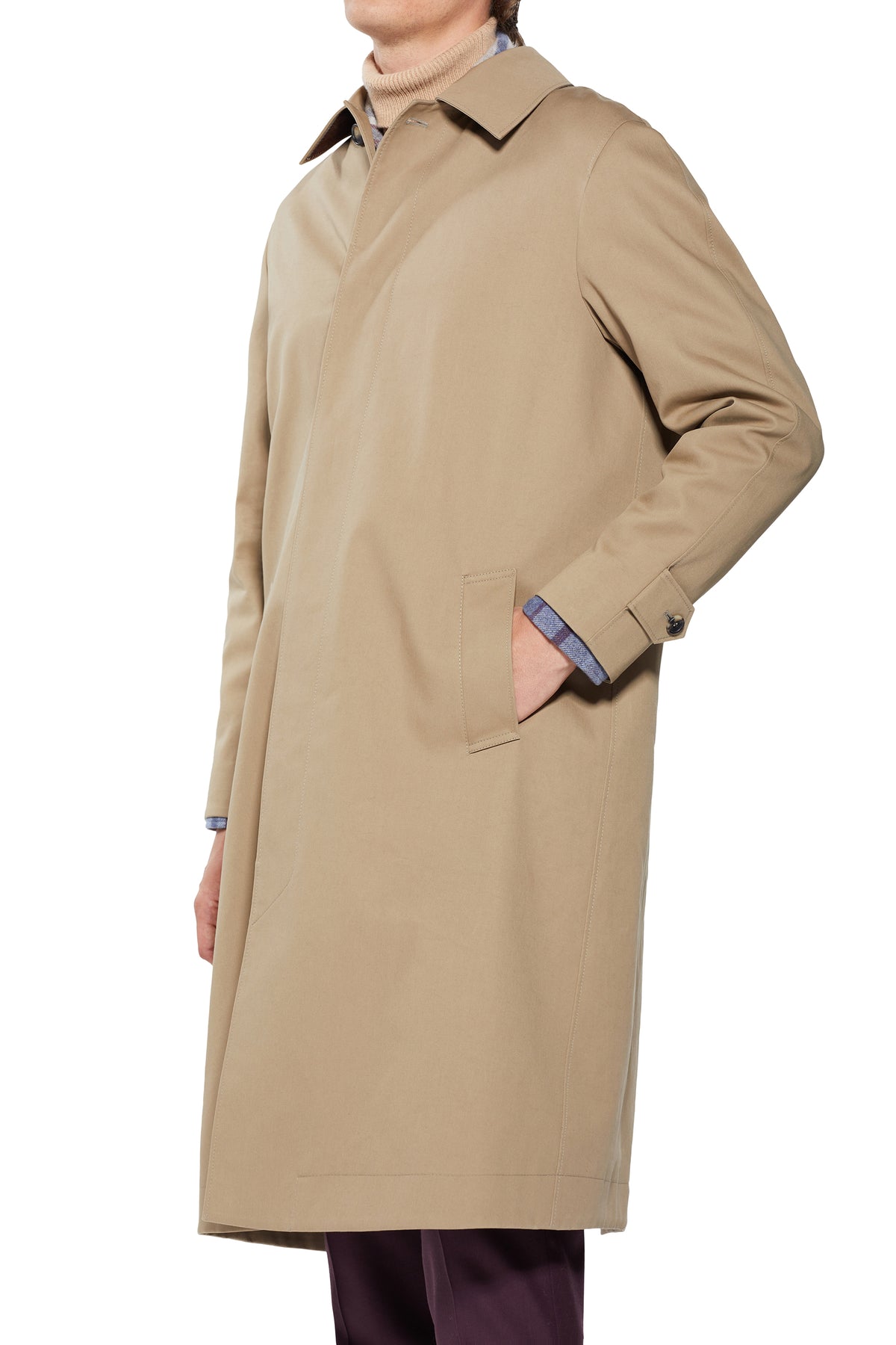 Albert Car Coat in Dark Oat Cotton with Cashmere Liner