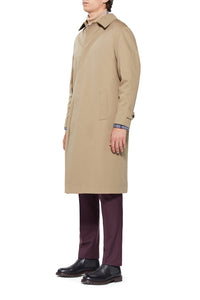 Albert Car Coat in Dark Oat Cotton with Cashmere Liner