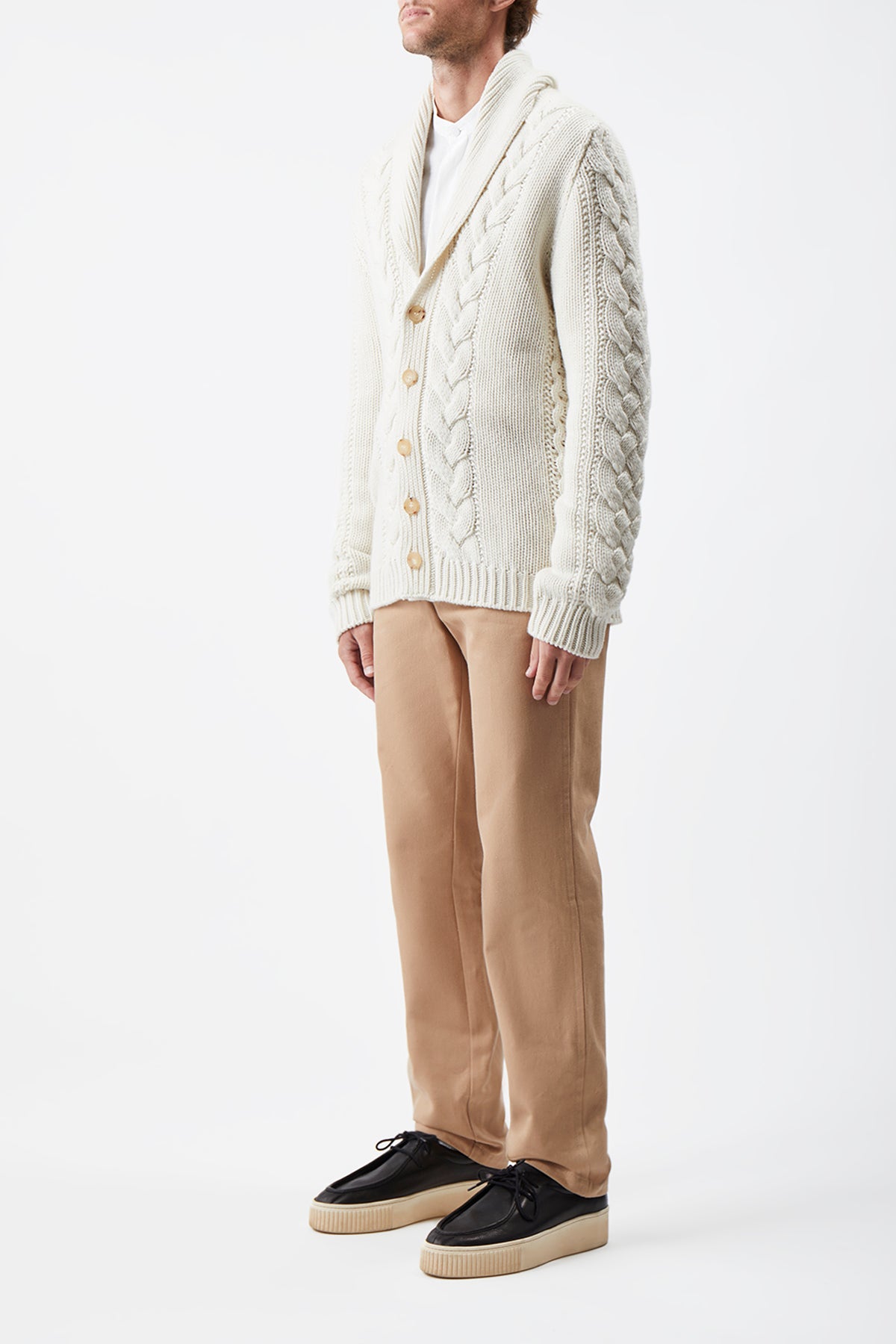Casa Knit Cardigan in Ivory Cashmere