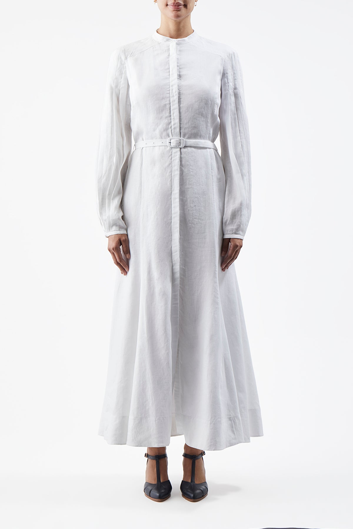 Lydia Dress with Slip in White Linen