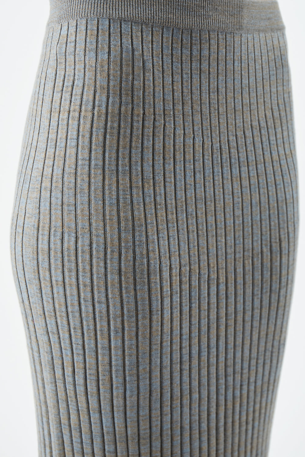 Conti Knit Midi Skirt in Light Blue Melange Cashmere