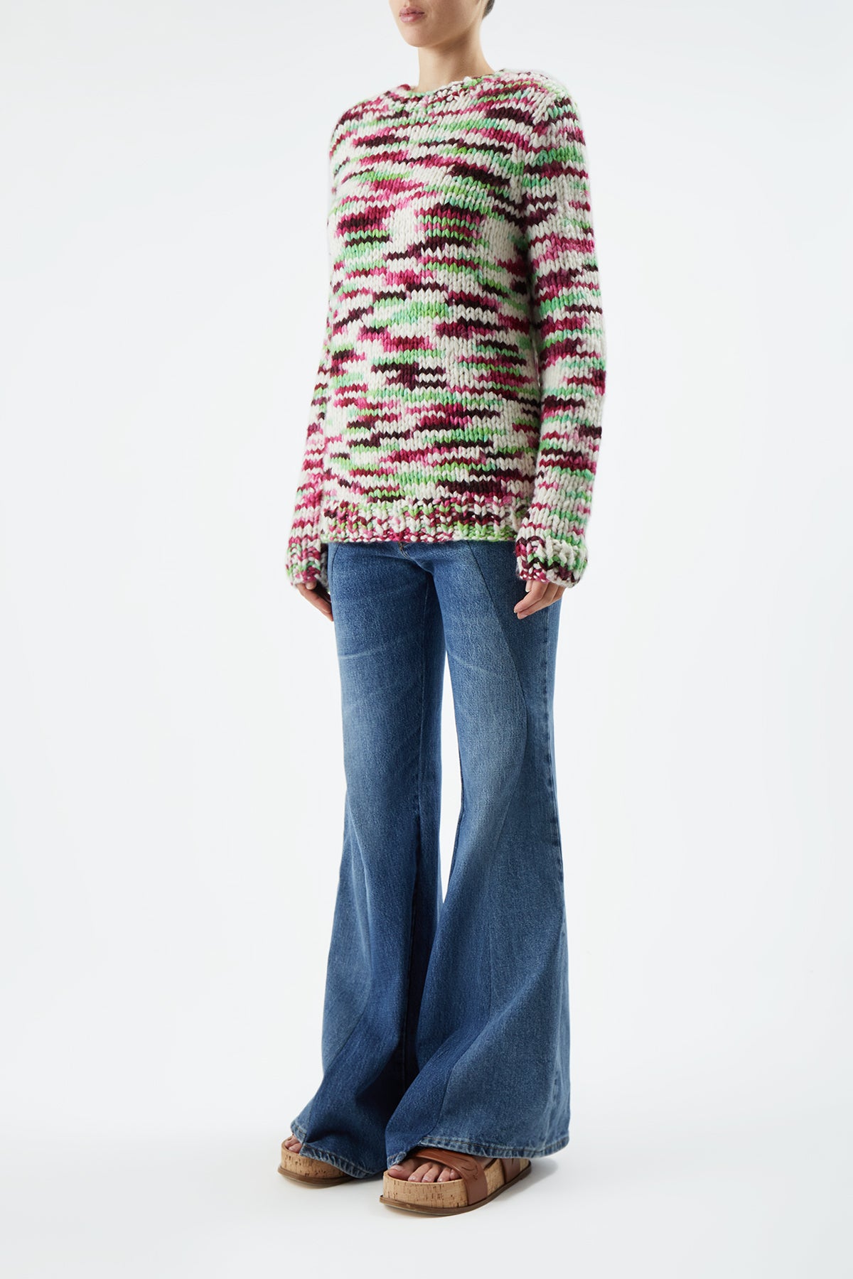 Lawrence Sweater Space Dye in Jewel Multi Welfat Cashmere