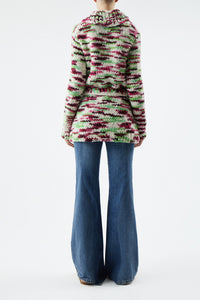 Moses Space Dye Knit Cardigan in Jewel Multi Welfat Cashmere