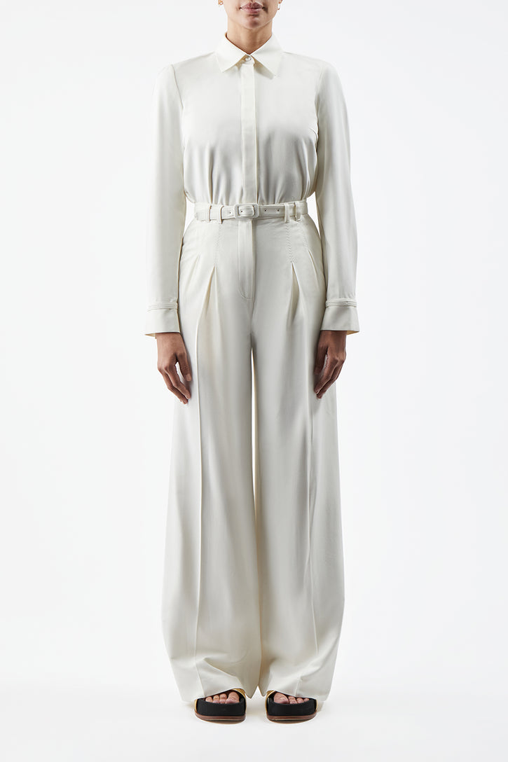 Vargas Pant in Ivory Washed Silk