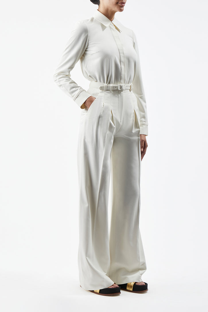 Vargas Pant in Ivory Washed Silk