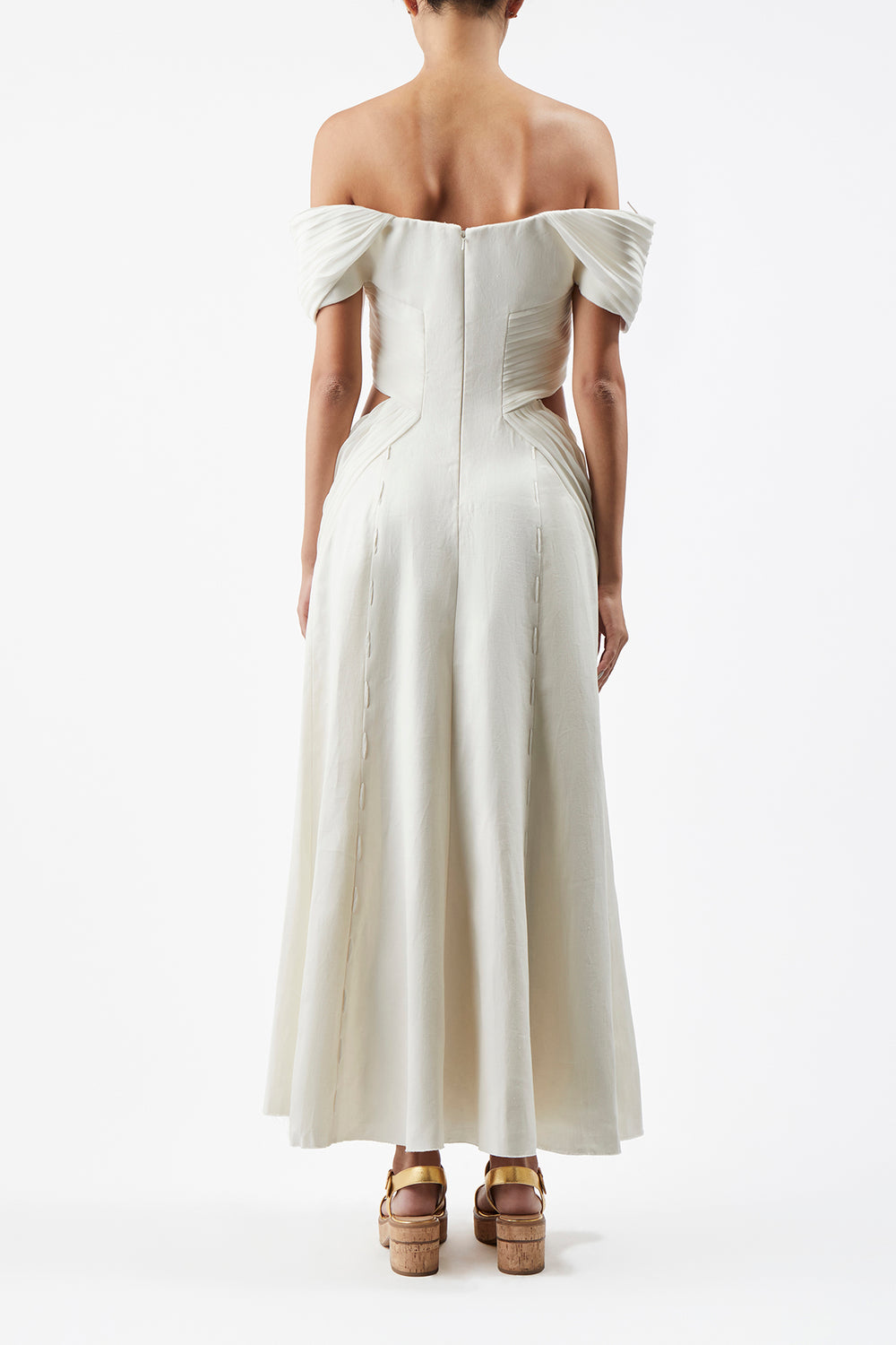 Erinna Dress in Ivory Textured Linen