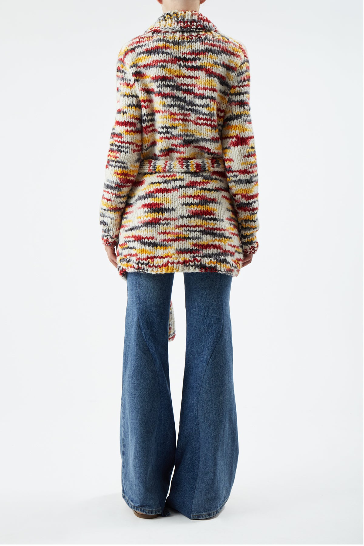 Moses Space Dye Knit Cardigan in Fire Multi Welfat Cashmere