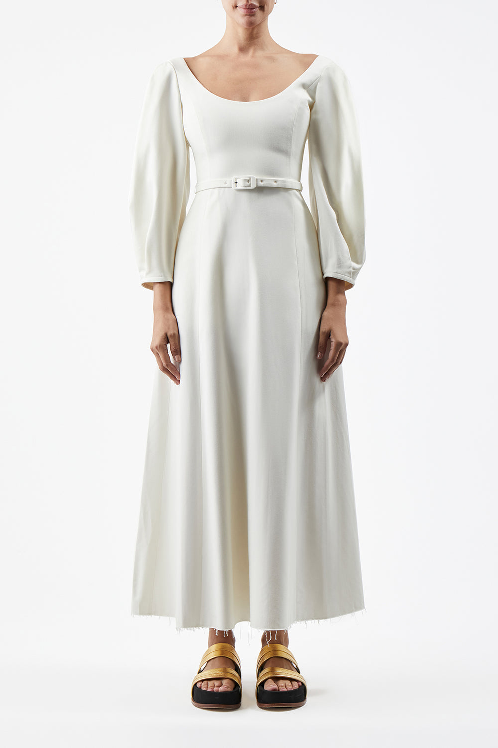 Mena Dress in Ivory Washed Silk
