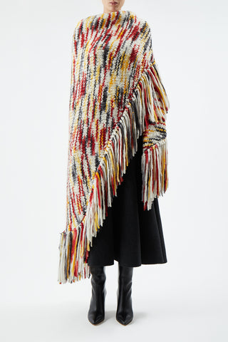 Lauren Knit Wrap in Space Dye Fire Multi Welfat Cashmere