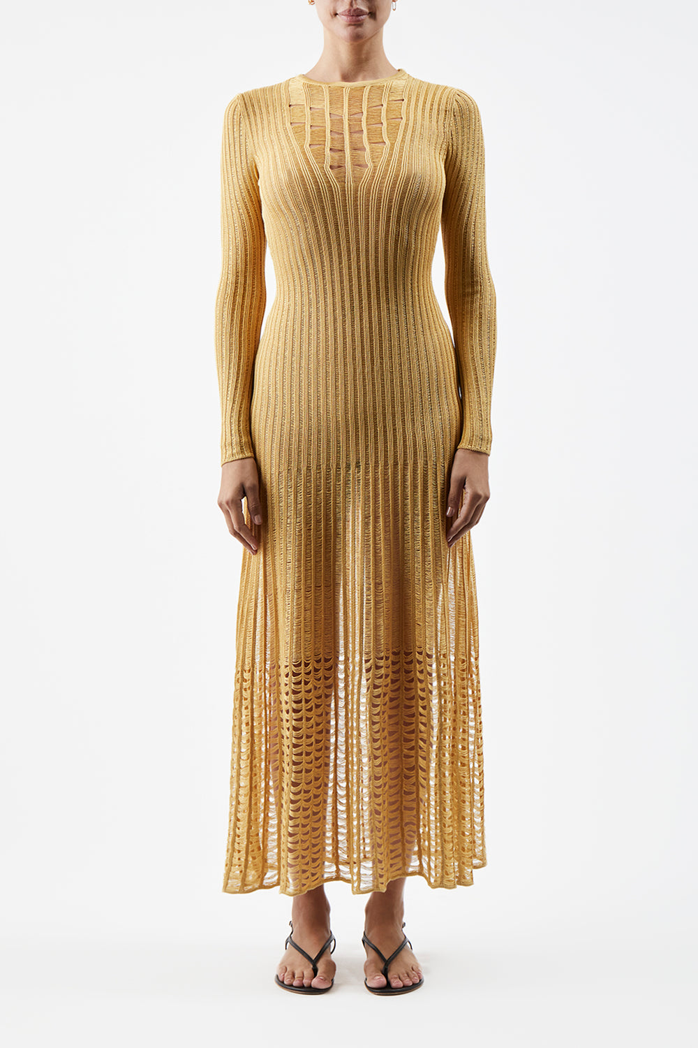 Maia Knit Dress in Gold Shappe Silk