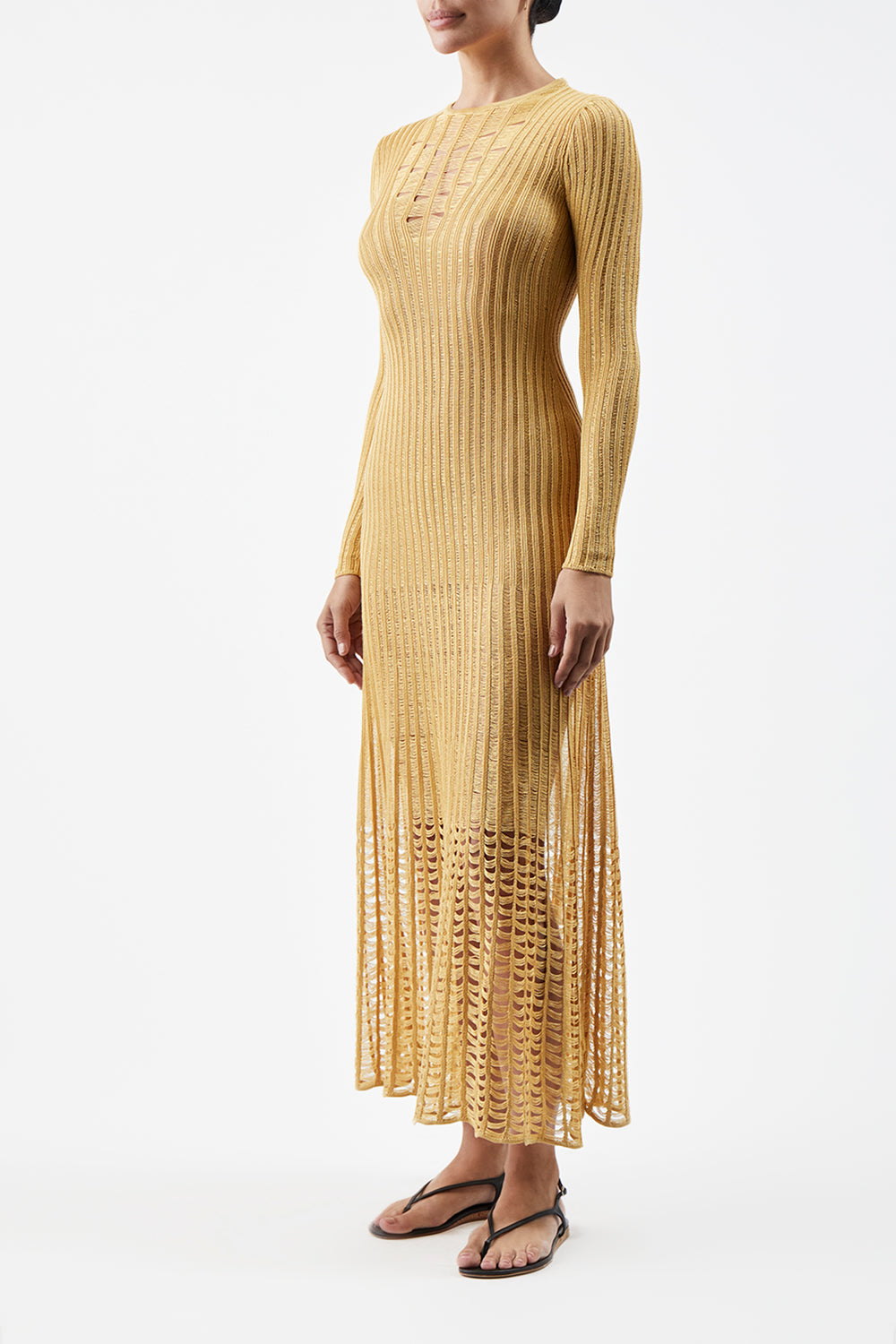Maia Knit Dress in Gold Shappe Silk
