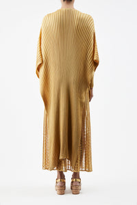 Taos Knit Poncho in Gold Silk
