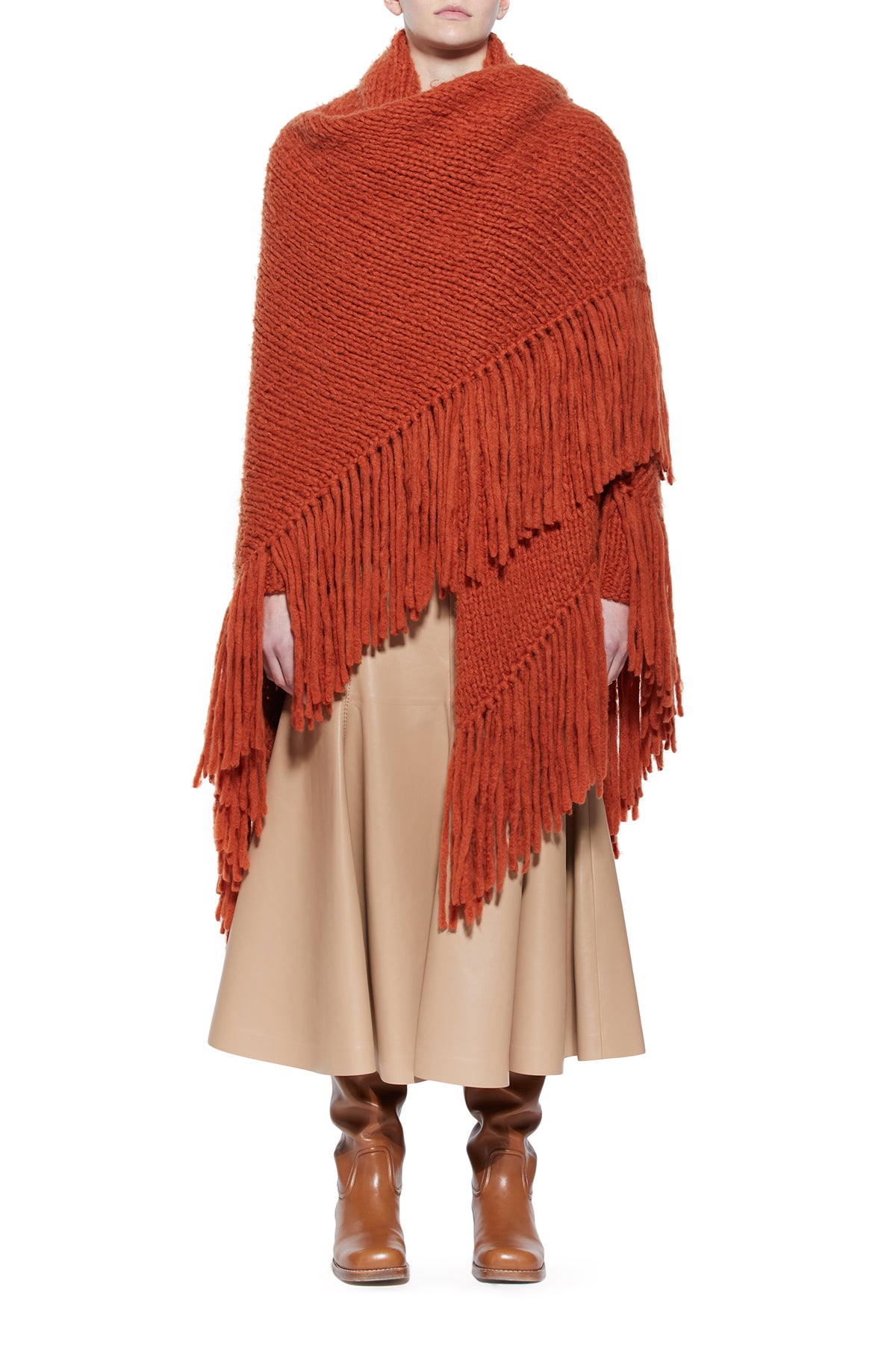 Lauren Knit Wrap in Copper Welfat Cashmere
