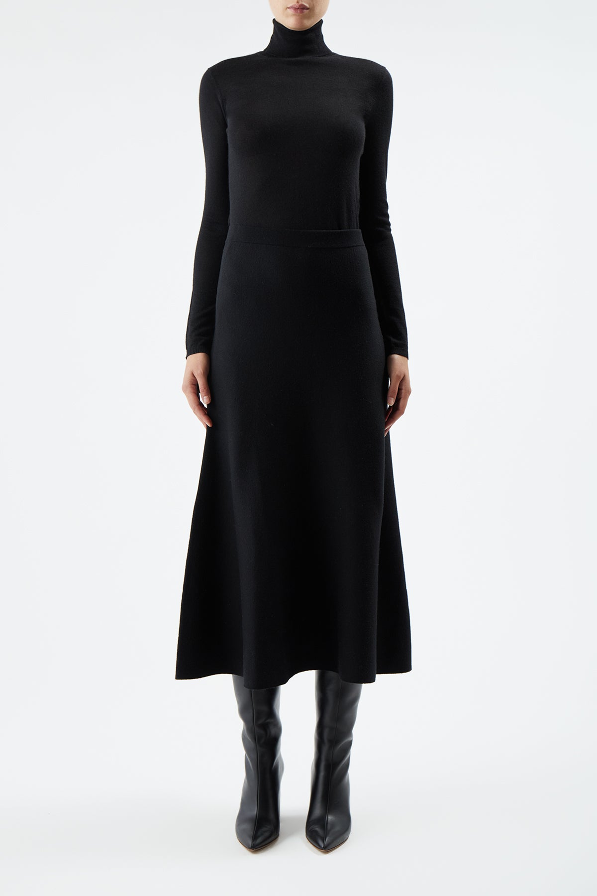 Freddie Knit Skirt in Black Cashmere Wool