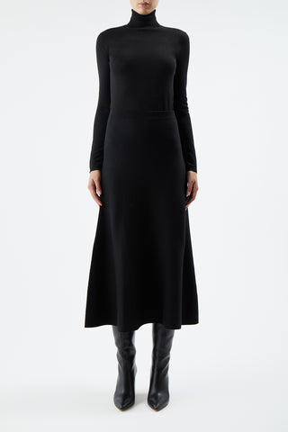 Freddie Knit Skirt in Black Merino Wool Cashmere