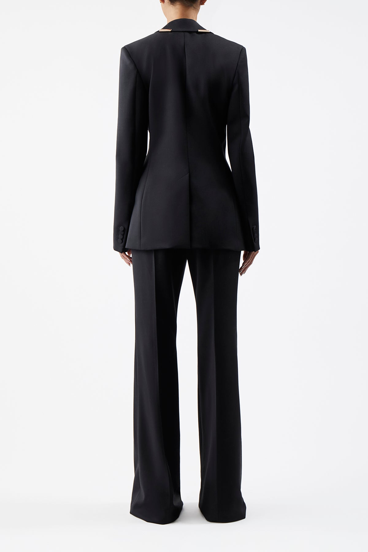 Leiva Blazer in Black Sportswear Wool with Gold Bars