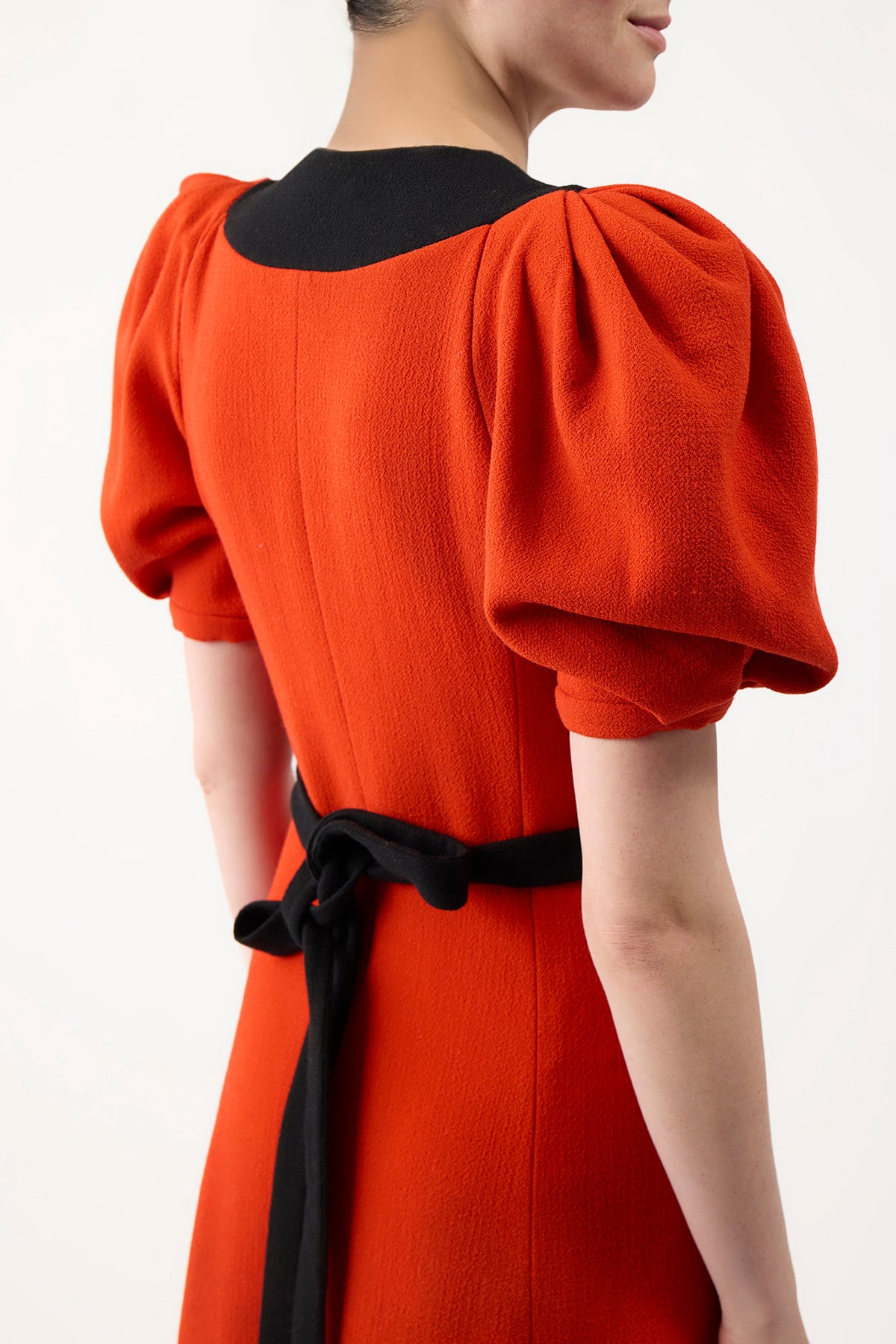 Luz Dress in Tonic Orange Virgin Wool Crepe