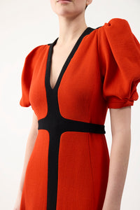 Luz Dress in Tonic Orange Virgin Wool Crepe