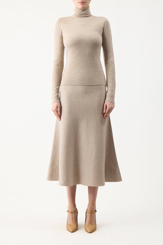 Oatmeal May Turtleneck and Matching Skirt Set - Front View | Gabriela Hearst