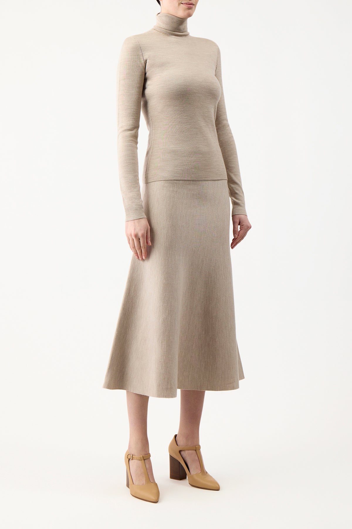 May Knit Turtleneck in Oatmeal Cashmere Wool
