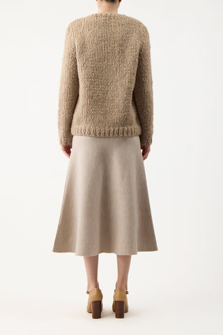 Oatmeal Cashmere Knit Midi Skirt Styled Look - Back View On Model | Gabriela Hearst