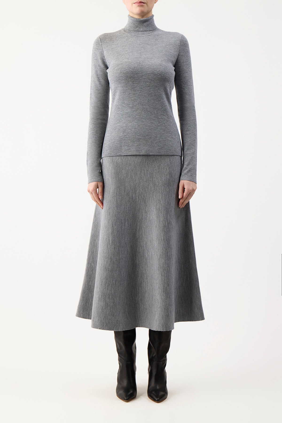 May Knit Turtleneck in Heather Grey Cashmere Wool