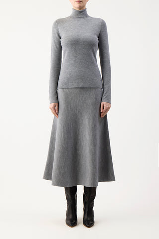 Freddie Knit Skirt in Heather Grey Merino Wool Cashmere