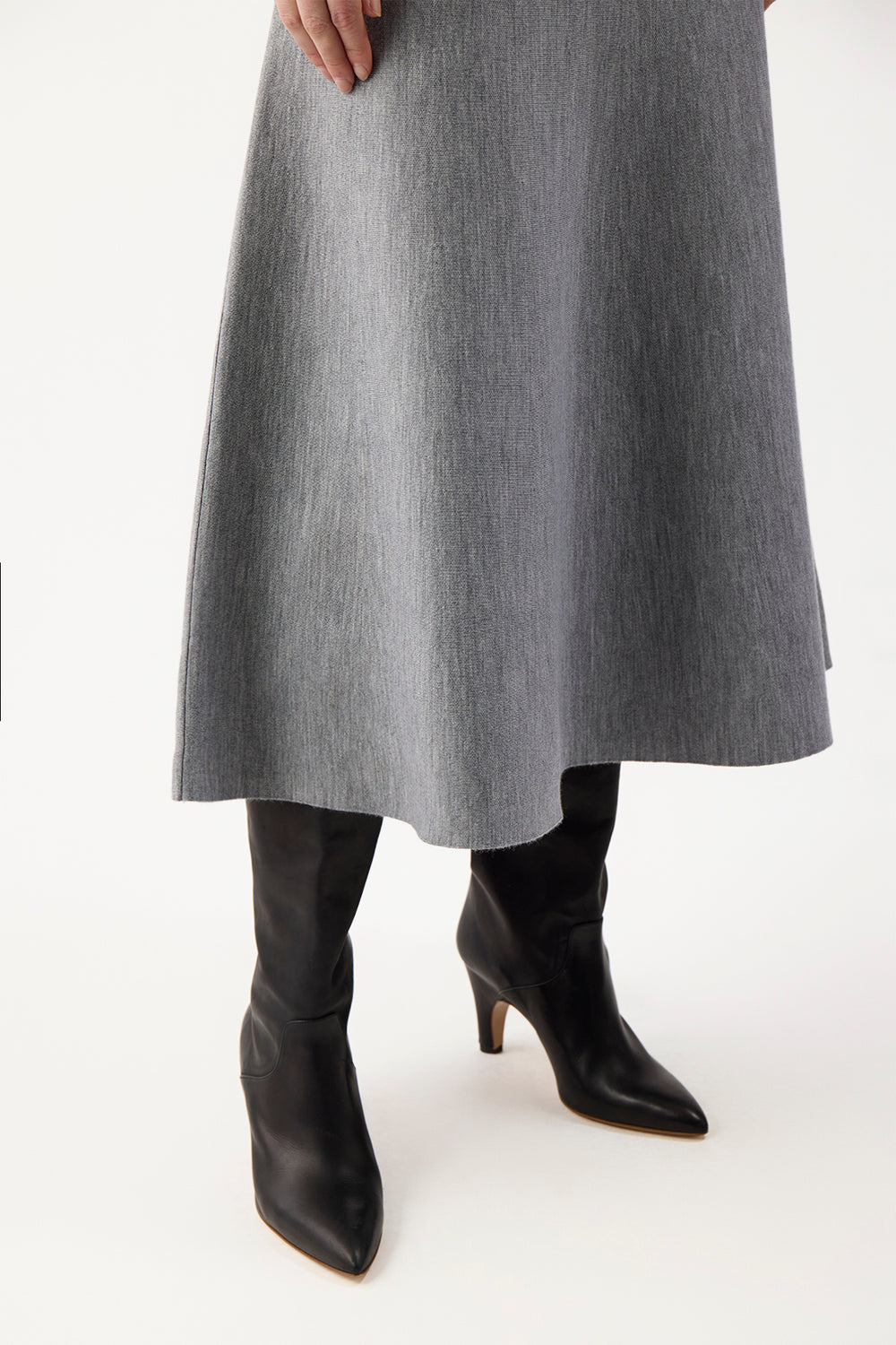 Freddie Knit Midi Skirt in Heather Grey Merino Wool Cashmere Gabriela Hearst