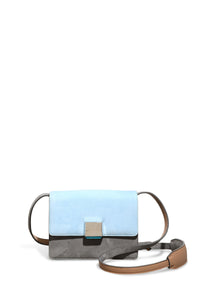 Mercedes Bag in Grey & Light Blue Suede with Nude Nappa Leather