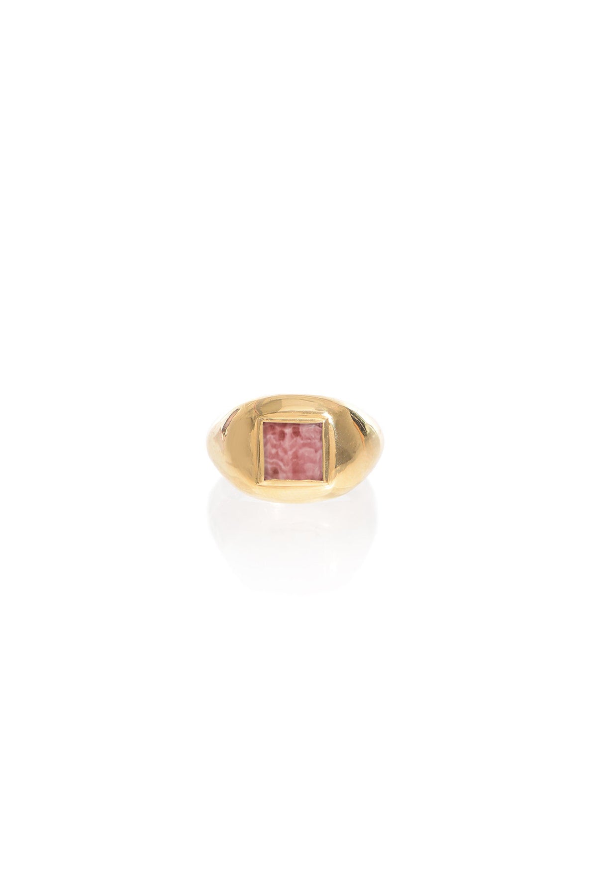Medium Ring in 18k Gold & Pink Marble Stone