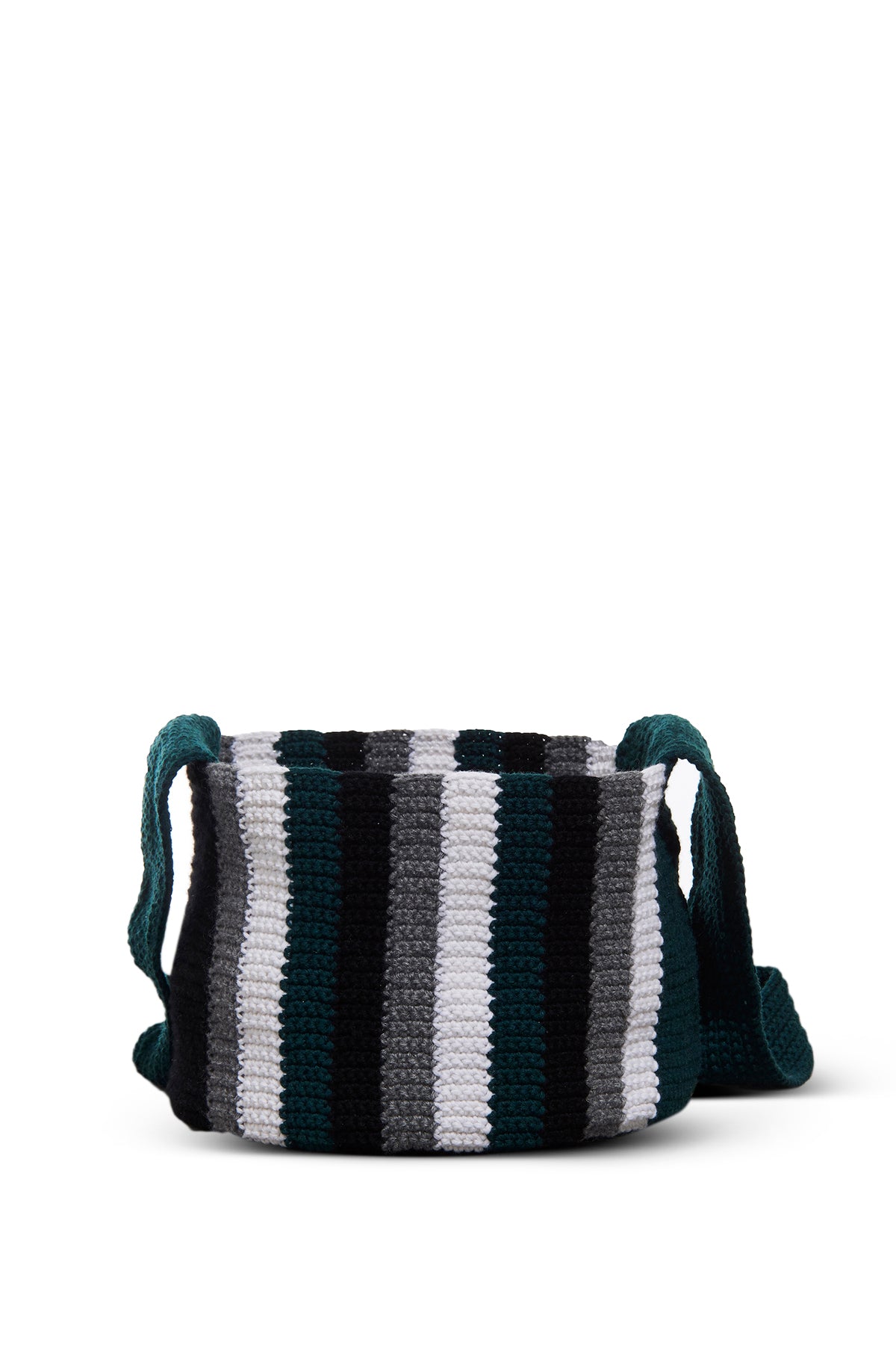 Crossover Knit Bag in Green, Ivory & Grey Cashmere