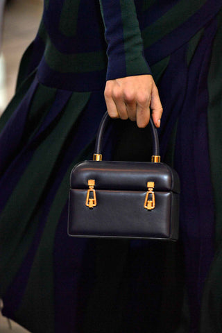 Navy Nappa Leather Patsy Top Handle Bag - On Model | Gabriela Hearst