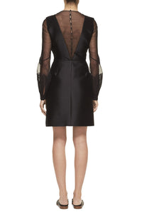 Henrietta Mini Dress in Black Sheer Organza