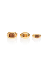 Large Ring in 18K Yellow Gold & Tiger's Eye Stone