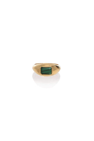 Small Ring 18K Gold & Malachite Stone