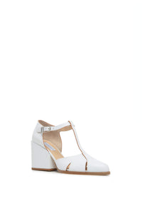 Hawes T-Strap Heel in Ivory Leather