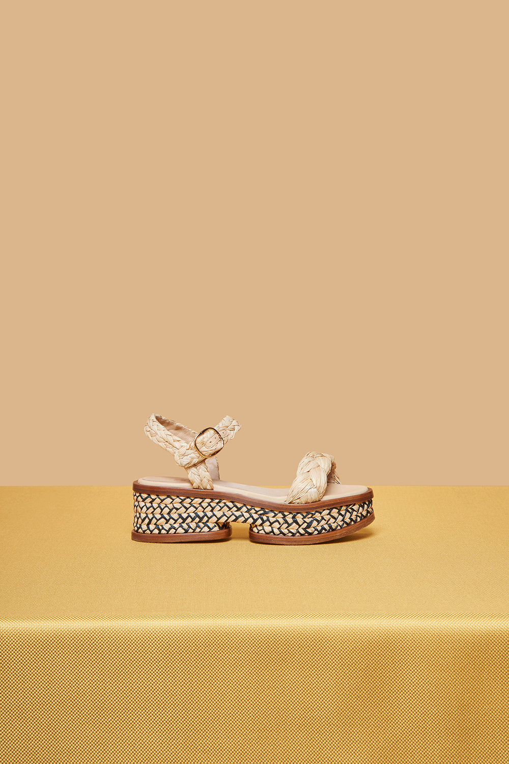 Michael Platform Sandal in Natural Raffia