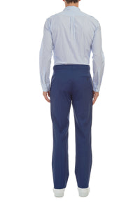 Quevedo Button-Down Shirt in White & Blue Stripe Cotton